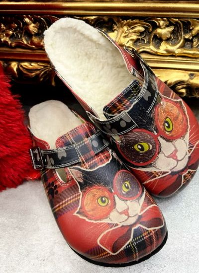 Patterned women clogs CAT - RED
