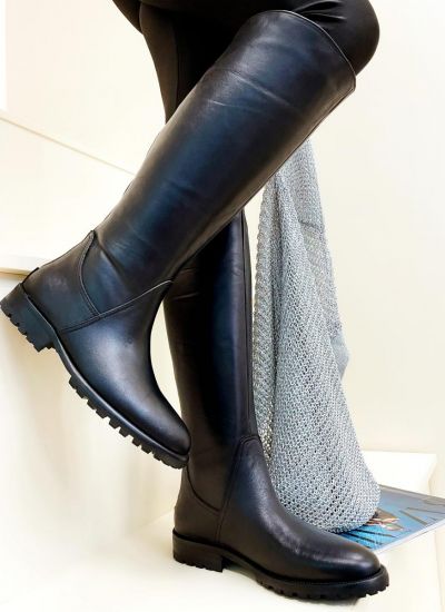 Leather boots HUSNA - BLACK