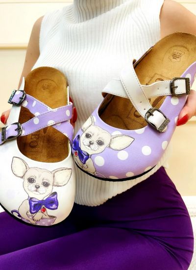 Patterned women clogs CAT - WHITE
