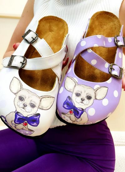 Patterned women clogs CHIHUAHUA - WHITE