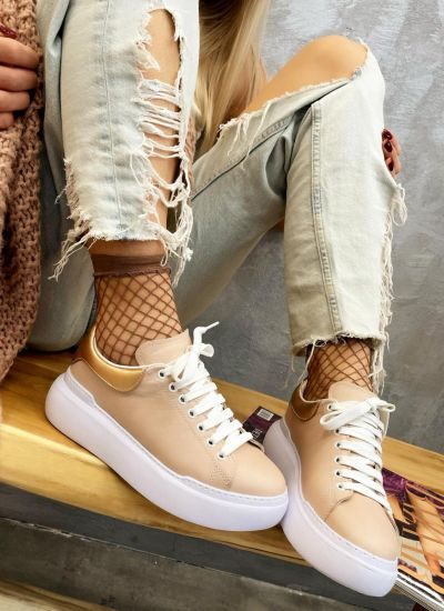 Leather sneakers NOURA - BEIGE