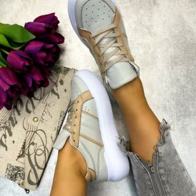 Leather sneakers ELICIA - BEIGE