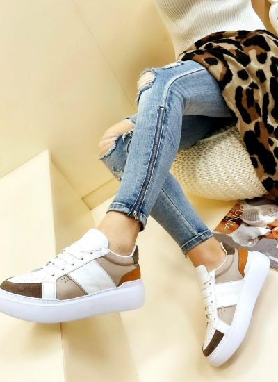 Leather sneakers ELICIA - BROWN