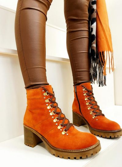 Leather ankle boots MARTHA - ORANGE