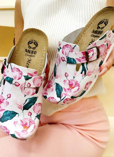 Patterned women clogs MUBB ROSES - WHITE