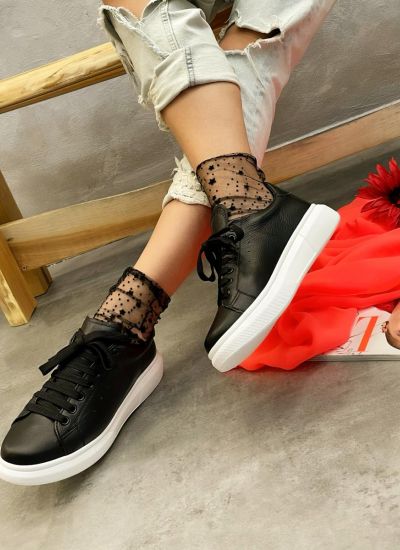 Leather sneakers ANWEN - BLACK