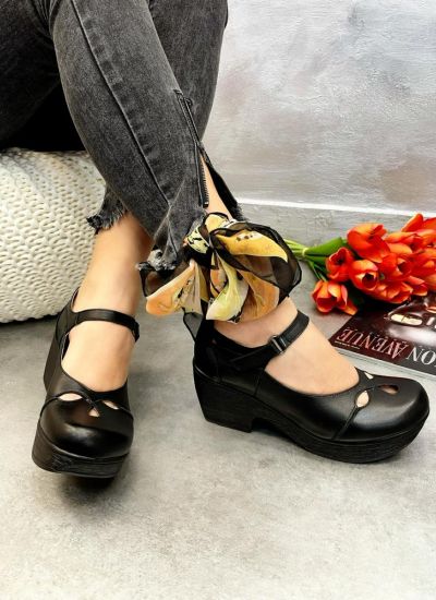 Leather high-heels JASMIN - BLACK