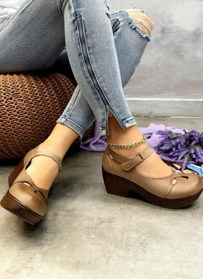 Leather high-heels JASMIN - BEIGE