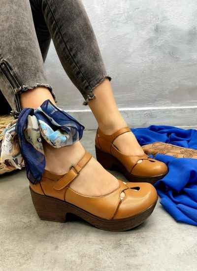 Leather high-heels JASMIN - CAMEL