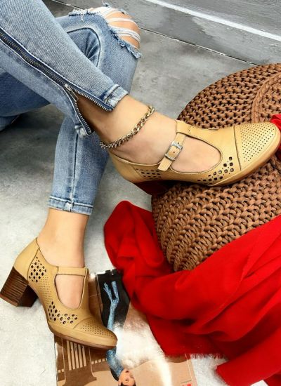 Leather high-heels MYRIAM - BEIGE