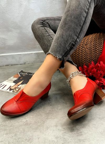Leather high-heels KERREN - RED
