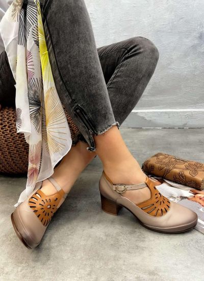 Leather high-heels LEIGHA - BEIGE