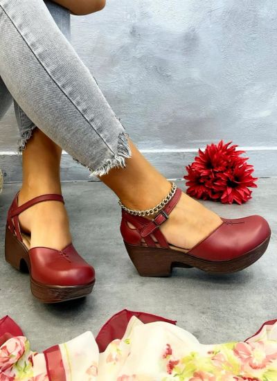 Leather high-heels JAYDA - WINE RED