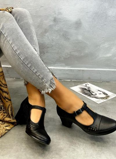 Leather high-heels MYRIAM - BLACK