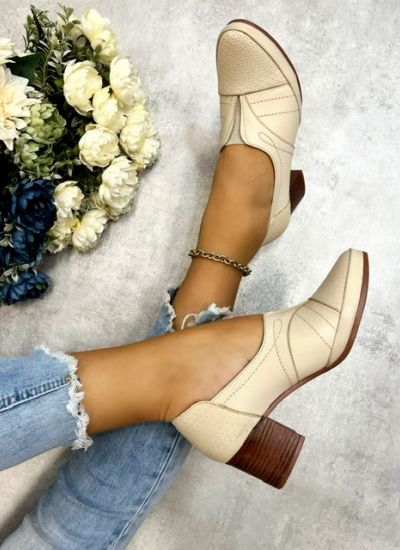 Leather high-heels KERREN - BEIGE