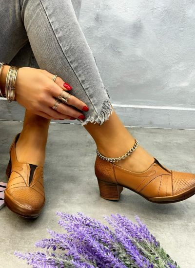 Leather high-heels KERREN - CAMEL