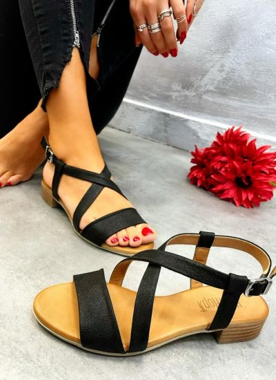 Leather sandals SUMATI - BLACK