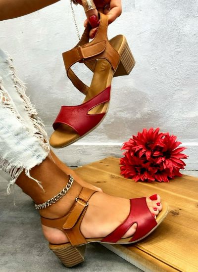 Leather sandals LILIAS - RED