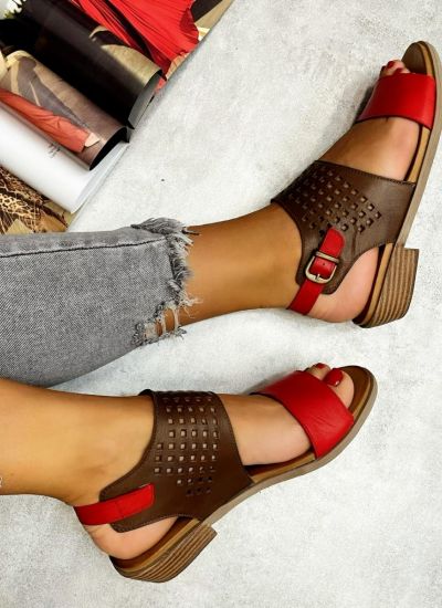 Leather sandals AKRITI - BROWN