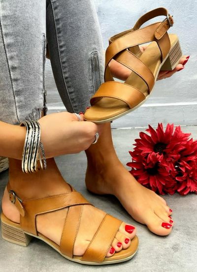 Leather sandals CLAIRA - CAMEL