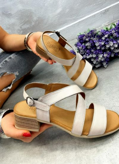 Leather sandals CLAIRA - GREY