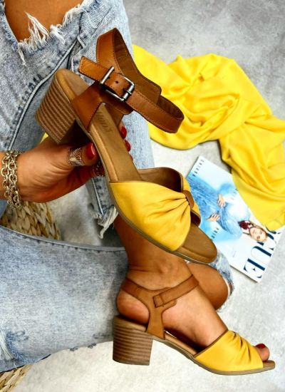 Leather sandals POPPI - YELLOW