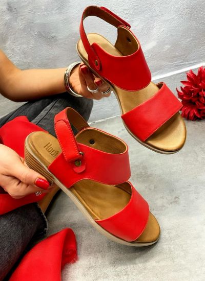 Leather sandals KAMNA - RED