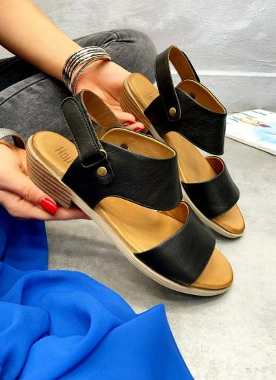 Leather sandals KAMNA - BLACK