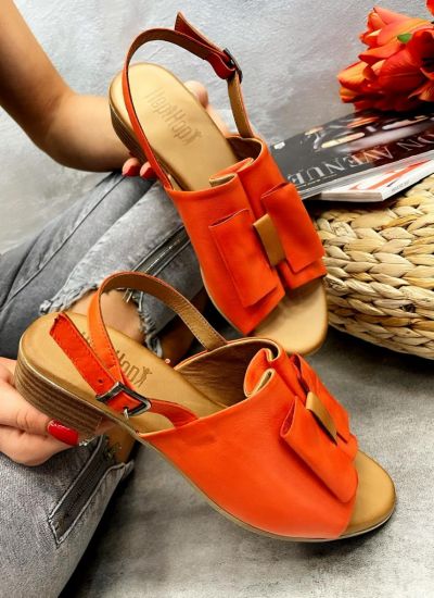 Leather sandals ELARA - ORANGE