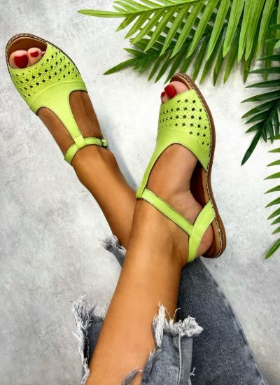 Leather sandals LIPIKA - GREEN