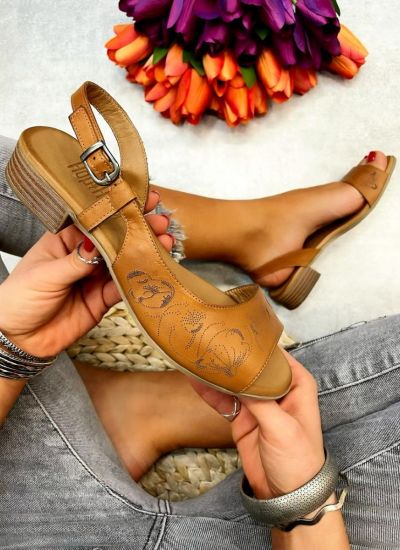 Leather sandals VHARI - CAMEL