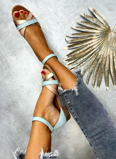 Leather sandals AAYLAH - BLUE