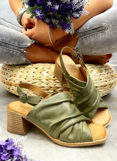 Leather sandals MIRAL - GREEN