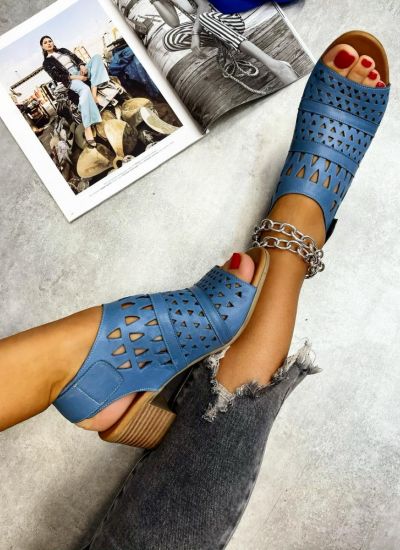 Leather sandals CARMEN - BLUE