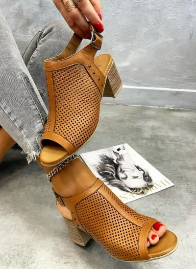 Leather sandals POLLY - CAMEL