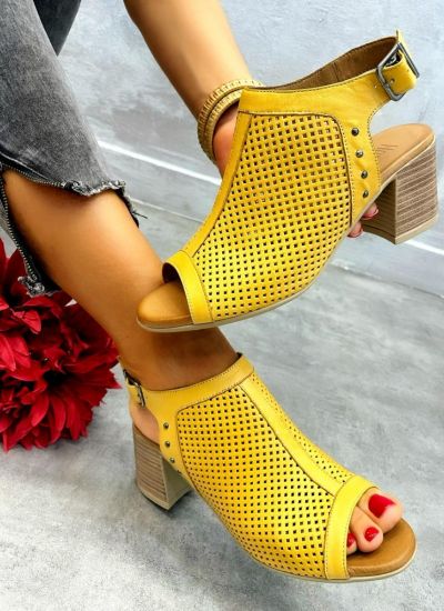 Leather sandals POLLY - YELLOW