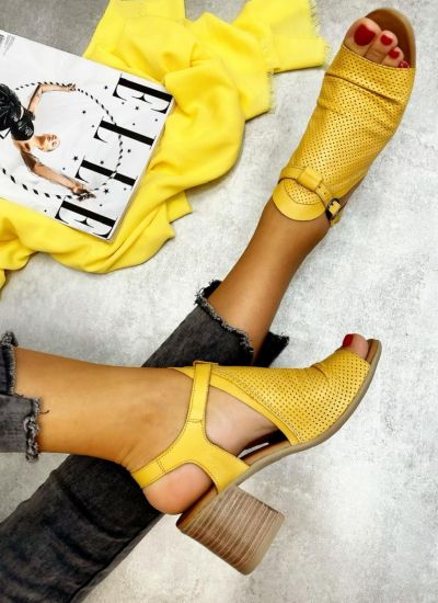 Leather sandals ANANDI - YELLOW