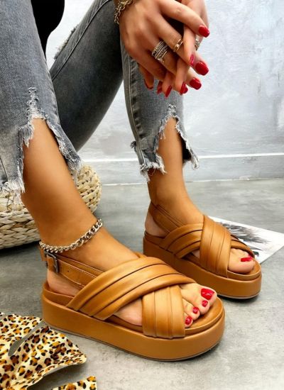 Leather sandals GEENA - CAMEL