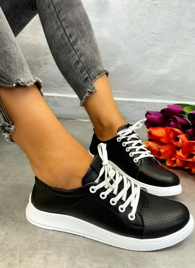 Leather sneakers FALYNN - BLACK