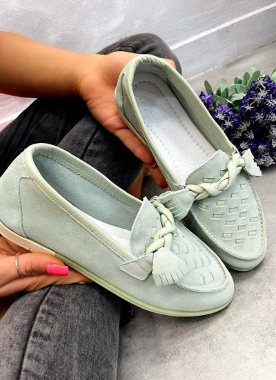Leather moccasins REINA - GREEN