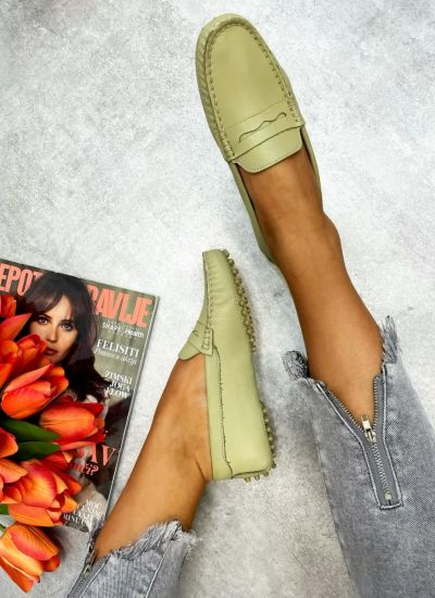 Leather moccasins JAHEEL - GREEN