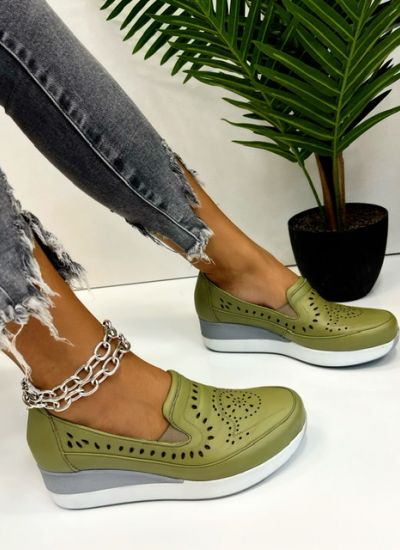 Leather moccasins ZIENNA - GREEN