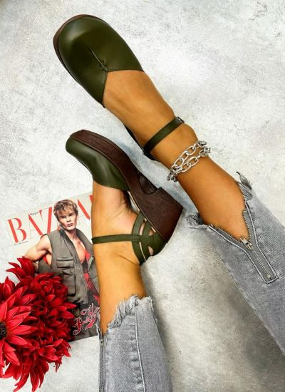 Leather high-heels JAYDA - GREEN