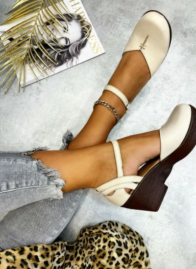 Leather high-heels JAYDA - LIGHT BEIGE