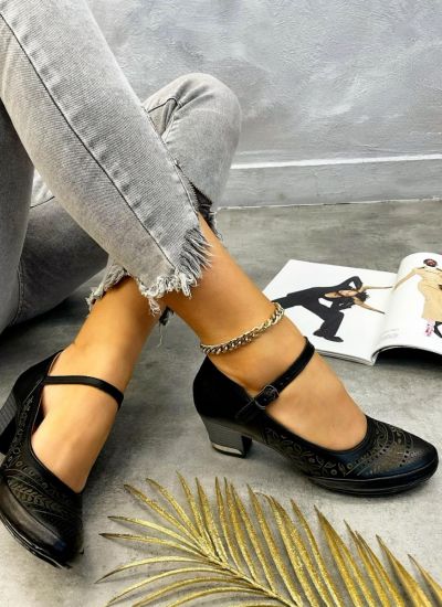 Leather high-heels KASEY - BLACK