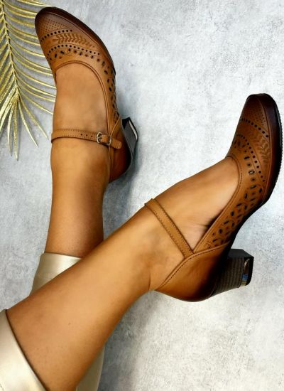Leather high-heels KASEY - CAMEL