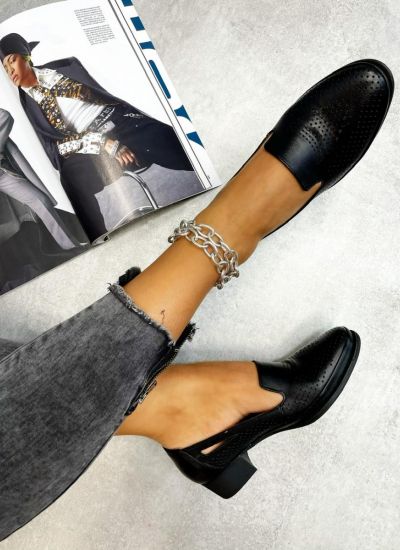 Leather high-heels KEYA - BLACK