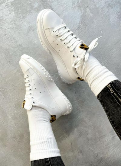 Leather sneakers EBONY LEOPARD - WHITE