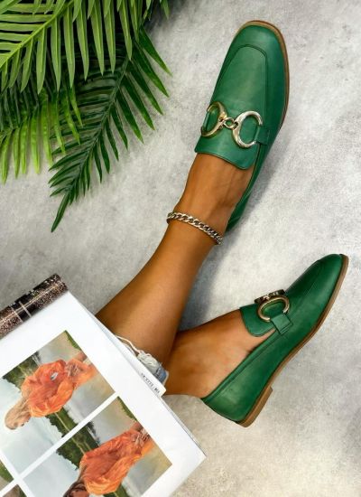 Leather moccasins ALYS - GREEN