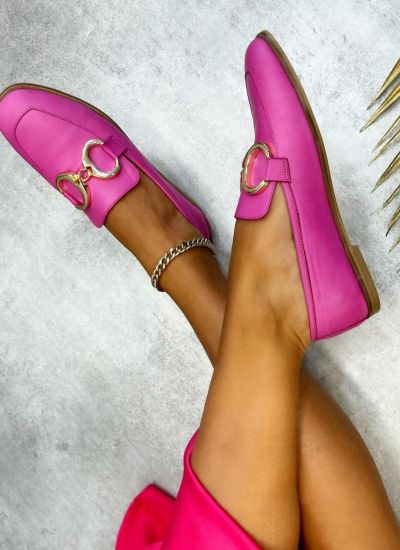 Leather moccasins ALYS - PINK